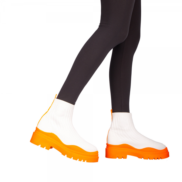 Pantofi sport dama Triza albe cu portocaliu - Kalapod.net